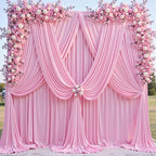 20ft x 12ft Wrinkle Free Pink Backdrop Curtains for Parties, Pink Photo Backdrop Drapes 12FT Long Silky Back Drop Cloth for Wedding Birthday Photography Background Decor - Image 2