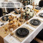 DaYammi 150Pcs Black Plastic Plates & Gold Plastic Silverware Set for Party - Image 4