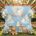 10ft x 10ft Baby Blue Backdrop Curtains for Parties, 2 Panels 5ft x 10ft Wrinkle-Free Light Blue Drapes for Baby Shower Boy Gender Reveal Birthday Kids Party Little Prince Photo Background - Image 6