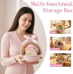 Baby Girl Gift Set - 12 Pcs Newborn Essentials with Bunny Lovey, 100% Cotton Onesie, Milestone Sign & Photo Frame - Unique Carriage Storage Box, Ready-to-Gift Baby Shower Gifts for Newborn Girls - Image 3