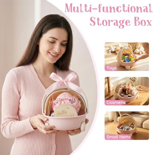 Baby Girl Gift Set - 12 Pcs Newborn Essentials with Bunny Lovey, 100% Cotton Onesie, Milestone Sign & Photo Frame - Unique Carriage Storage Box, Ready-to-Gift Baby Shower Gifts for Newborn Girls - Image 3