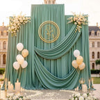 20ft x 12ft Grayish Green Backdrop Curtains for Parties, Wrinkle Free 4 Panels Photo Backdrop Drapes Back Drop Cloth for Wedding Birthday Photography Background Decor - Image 3