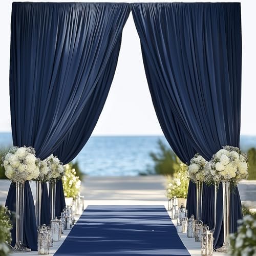 20ftx14FT Wrinkle Free Navy Blue Backdrop Curtain for Wedding Parties by LeegleriTableSkirt