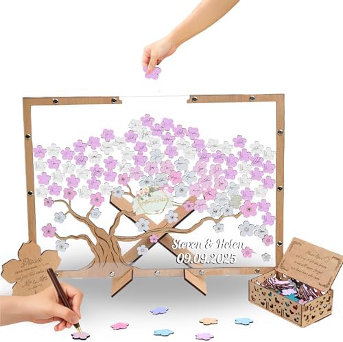 Cherry Blossom Wedding Guest Book Alternative Acrylic Sakura Drop Box Frame by Handmade