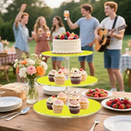 J JOYSAY Yellow Print Acrylic Cupcake Stand 3 Tier Dessert Table Display Set Clear Cake Stands for Wedding Baby Shower Party Decorations Easy Assembly Macaron Tower - Image 6