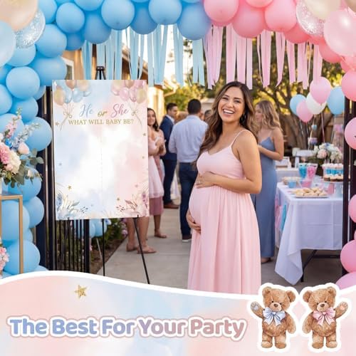 Yousoontic 15.8 x 23.6 Inch Bear Gender Reveal Voting Board with Easel Display Stand Bear Gender Reveal Decorations Bears Baby Shower Games Boy or Girl Party Supplies - Image 2