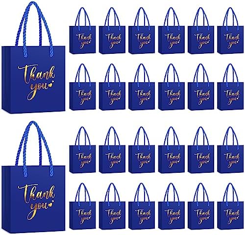 Honoson 60 Pcs Mini Thank You Gift Bag with Handle Bulk,Royal Blue by Honoson