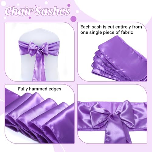 MDS® Pack of 200 Satin Chair Sashes for Wedding & Events – Lavender - Image 5
