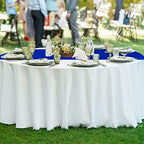 Queekay 24 Pcs 84'' Round Plastic Tablecloth 12 x 108'' Satin Table Runners Set White Plastic Table Covers Round Waterproof Cloths for Wedding Party Decor Baby Shower Birthday(Royal Blue) - Image 6