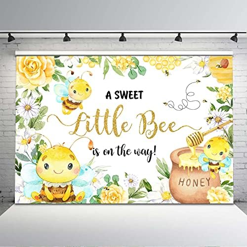 Avezano A Sweet Little Bee is on The Way Backdrop Honeycomb Bee Baby Shower Background Party Decorations for Girls Photoshoot Props 10 x 8 ft by AVEZANO