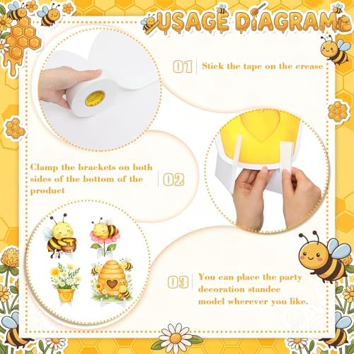 Honoson 4 Pcs 22.8" x 23.6" Large Bee Baby Shower Decorations Cardboard Cutouts, a Little Honey is on The Way Bee Theme Backdrop Daisy Sunflower Yard Signs for Birthday Party Supplies Photo Prop - Image 4