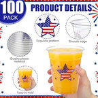 100 Pcs Patriotic Plastic Cups 12 oz, Red Blue & White Tableware - Image 3