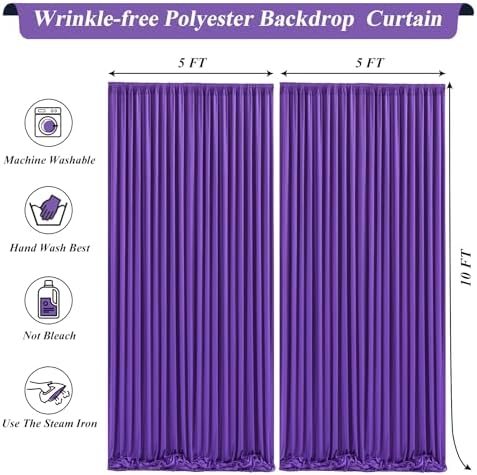 30x10ft Purple Backdrop Curtains with Lights Photo Drapes Wrinkle Free Fabric Backdrop Curtain for Wedding Birthday Party Baby Shower Bridal Shower Home Party Background Decorations - Image 6
