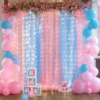 Pink and Blue Backdrop Curtains with Lights String for Baby Shower Sheer Tulle Backdrop Curtain for Gender Reveal Birthday Party Bridal Shower Photo Shoot Background Decorations 2 Panels 5×10ft - Image 3