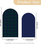 Set of 2 Arch Backdrop Cover Tartan Plaid Baby Shower Stretchy Arch Frame Cover for Bear Theme Boys Birthday Party Fiesta Decorations (6ft & 5ft,Blue) - Image 3