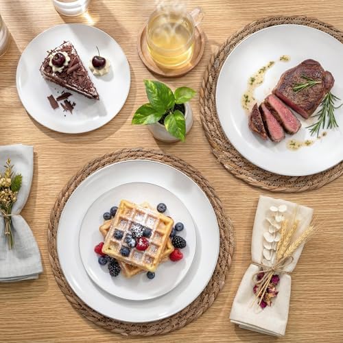 KIRE 200PCS Silver Plastic Plates - White Plastic Plates with Silver Rim Include 100 Dinner Plate and 100 for Dessert/Salad Plate for Birthday/Wedding/Party - Image 3