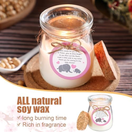 Threlaco 20 Pcs Elephant Baby Shower Favor Candle Glass Jar - Image 3