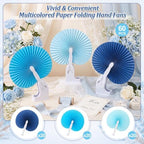 Mifoci 60 Pcs Blue 24 Pcs Round Paper Folding Fans Bulk for Party - Image 2