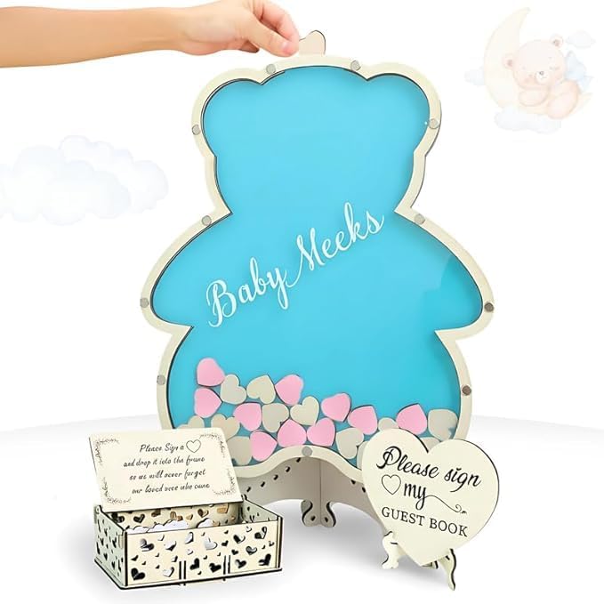 Personalized Baby Shower Guest Book Alternatives, Customizable Wooden Teddy Bear Baby Shower Sign in Guest Book, We Can Bearly Wait 1st Birthday Guest Book Alternatives by Unknown