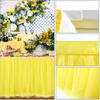 Suppromo 14ft Yellow Tulle Tutu Table Skirt for Birthday Party Girls Boys Baby Shower Wedding Cake Dessert Table Decorations - Image 6