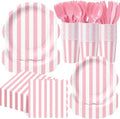 Pickmesh Pink Striped Party Supplies Set, 400 Pcs for 50 Guests by Pickmesh