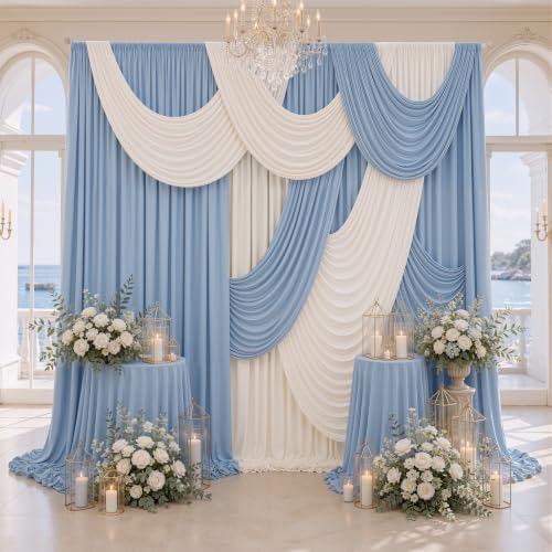 20×10 Dusty Blue Backdrop Curtain for Wedding Party Decor Wrinkle Free - Image 4