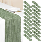 Showgeous 20 Pack Sage Green Cheesecloth Table Runner, 17 x 108 Inches by Showgeous