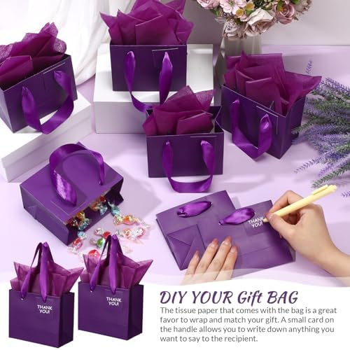 Zhanmai 4.7 x 2.4 x 3.9 Inch 100 Pcs Mini Gift Bags Bulk, Purple - Image 3