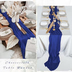 12 Pieces Royal Blue Cheesecloth Table Runner 10FT Pink Runner for Tables Gauze Fabric Boho 35 x 120 Inches Long Table Runner Decoration Rustic Sheer Runner for Wedding Baby Birthday Party Royal Blue - Image 5