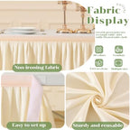 Partisky Ivory Polyester Table Skirt for Rectangle Tables 17ft, Wrinkle Resistant Pleated Ruffle Table Cloth for Banquet Wedding Trade Baby Shower Display Gift Dining Table - Image 6