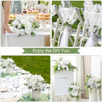 White Peonies Dahlia Artificial Flowers Bulk, 12 Bundles - Image 3