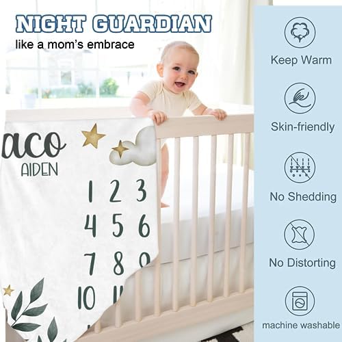 Personalized Baby Milestone Blanket for Boys Girls Baby Month Blanket- First Year Calendar Monthly Growth Chart - Dinosaur Halloween Birthday Gifts for Infant Todder(FixedSize) - Image 6