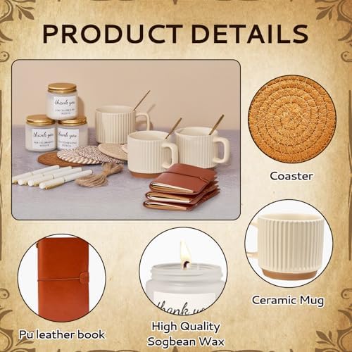 Baby Shower Prizes for Game Winners Baby Shower Games Prizes Ceramic Mugs with Metal Spoons Woven Coasters Notebooks Scented Candles Gift Bags Wedding Bridal Shower Favors for Guests (2, Brown) - Image 5