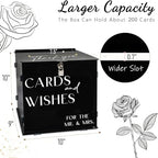 Black Acrylic Card Box with Slot & Lock, Gothic Wedding Card Boxes for Reception, Stylish Money Envelop Gift Cards Box for Party Wedding Engagement Bridal Shower Anniversary Table Decor - Image 2