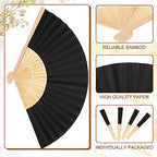 Yinkin 100 Pack Folding Hand Fans Bamboo for Party Favors, Black - Image 3