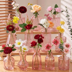 36 Pcs Artificial Flowers Table Centerpiece with Vases Colorful Wildflower Centerpieces Silk Flower Arrangement for Wedding Baby Shower Table Centerpieces Party(Multi Color,Pink) by Ferrochef