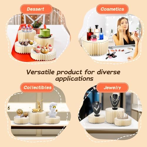 4 Pack Buffet Risers Foldable Food Display Risers Food Risers for Buffet Table Tall Cake Stands Cylinder Stands for Party Pedestal Cake Stand Dessert Table Display Set Cupcake Stands Cupcake Display - Image 3