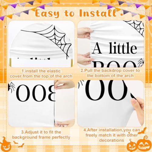 3 Pcs Halloween A Little Boo is Almost Due Arch Backdrop with 4FT 5FT 6FT - Image 4