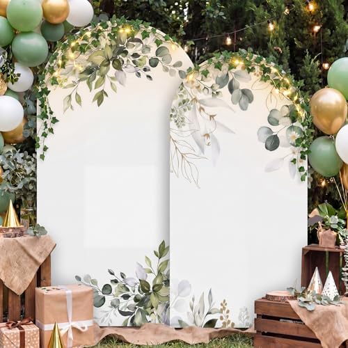 Mindsoft 2 Set Sage Green Floral Arch Backdrop Cover Stretchy 7.2ft 6.6ft - Image 4