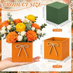 12 Pack Galvanized Square Vases with Floral Foam 3.5 Inch, Orange - Image 2