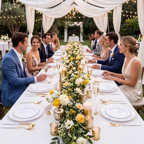 Supernal 102pcs White and Gold Plastic Silverware Set,34 Guests - Image 2
