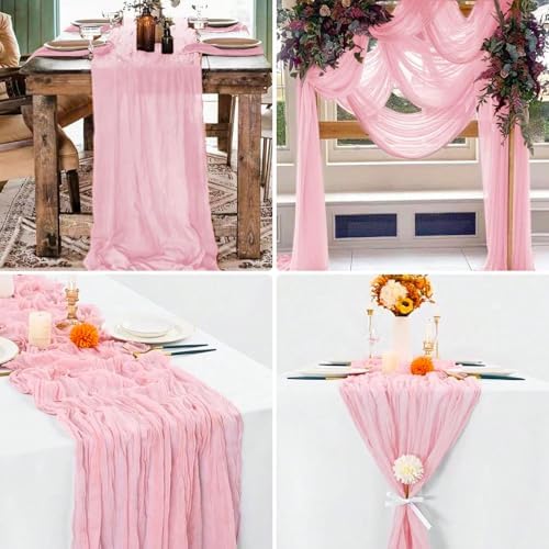 16 Pack Pink Valentine's Day Cheesecloth Table Runner 21x120 Inch Gauze Table Runners Reusable Polyester 10ft Boho Rustic Cheese Cloth Table Runner for Wedding Party Baby Shower Birthday - Image 6