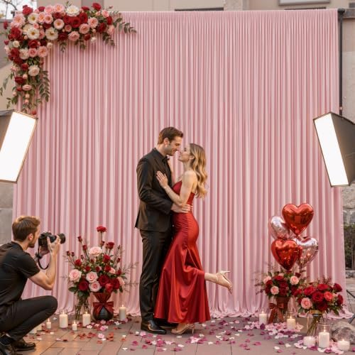 20x10ft Dusty Rose Backdrop Curtain Panels for Parties - Wrinkle Free Polyester Photo Curtain Backdrop Wedding Back Drop Fabric Drapes for Party Decorations Background for Photography - Image 3