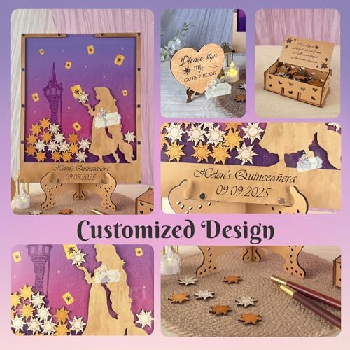 Quinceanera Guest Book Alternative Princess Drop Top Frame Lantern Tokens - Image 5