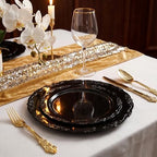 U-QE 100PCS Black Plastic Plates, Heavy Duty Black Plates - Image 3