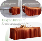 1 Pack Terracotta Satin Tablecloths Rectangle 4FT, Glitter Spandex Fitted Stretch Table Covers Wrinkle-Free Floor Length Shimmer Table Skirt for Weddings Parties Baby Shower Banquets Vendor Events - Image 7
