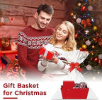 Tuanse 30 Pcs Basket for Gift Empty DIY Bulk Gift Basket Kit with Handle Kraft Cardboard Tray with 30 Bag 30 Bow Market Tray for Wedding Party, Red, 9.8 x 6.7 x 4.3 in - Image 5