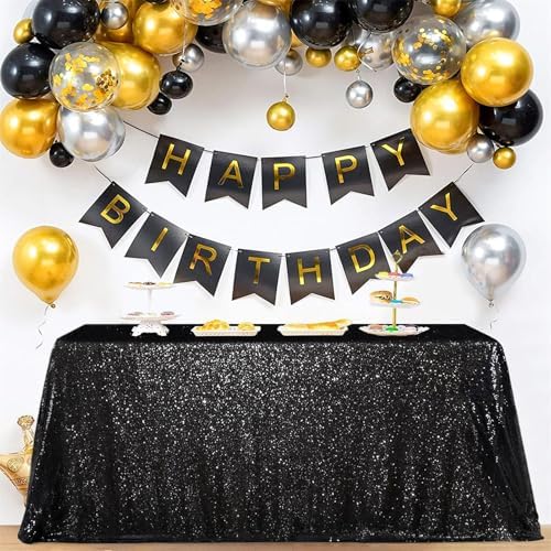 SoarDream Black Sequin Tablecloth 90"x156" Party Glitter Table Cloth - Image 2