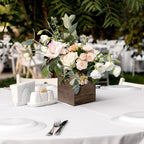 Suzile 12 Set Wooden Box Centerpiece, 4 Inch Square Planter Vase - Image 5