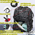 Diaper Bag Backpack for Dad and Mom with USB Charging Port Stroller Straps and Insulated Pocket,army military Travel Nappy Backpack for Daddy/Mommy (DADDY and MOMMY patches) - Image 5